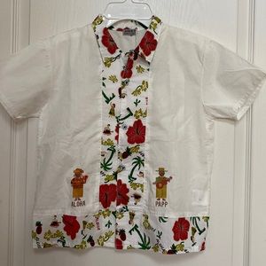 Kids button down unique and rare Hawaiian short sleeve shirt designed by Japan